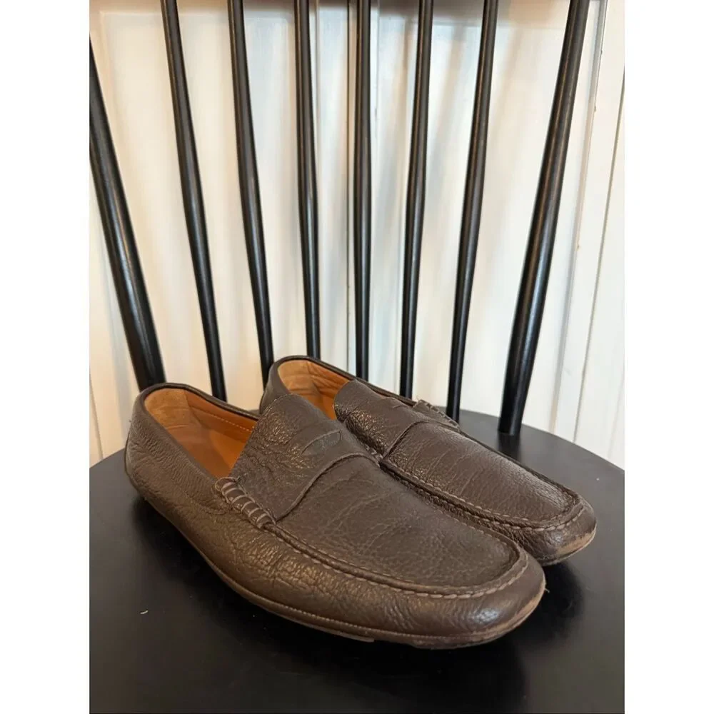 BOSS Hugo Boss brown leather loafers size 9